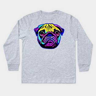 Brightly Colored Pug Street Art - Boost Your Style and Brighten Your Day - Unique and Eye-catching Design for Dog Lovers Kids Long Sleeve T-Shirt